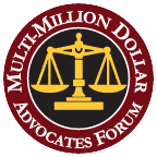 Logo of the Multi-Million Dollar Advocates Forum, representing a prestigious organization of lawyers who have achieved multi-million dollar verdicts and settlements for their clients.